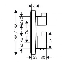 Смеситель для душа встраиваемый с термостатом на 1 потребителя Hansgrohe коллекция Ecostat Square хром 15712000
