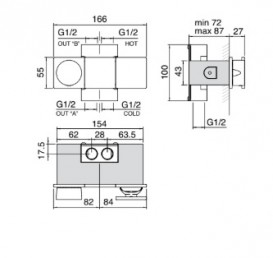 Смеситель для душа встраиваемый Treemme 5мм нержавеющая сталь 2811IS5M