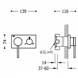 Смеситель для душа встраиваемый Tres Mono-Term 3V 21027399