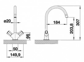 Смеситель для кухни Blanco Amona двухвентильный  хром/антрацит 520770