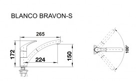 Смеситель для кухни Blanco Bravon-S однорычажный  хром 520282