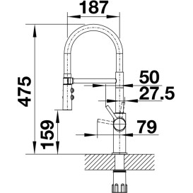 Смеситель для кухни Blanco CATRIS-S Flexo сатиновая темная сталь 527731