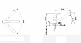 Змішувач для кухні Blanco Daras-S II з висувною лійкою вулканічний сірий 526936