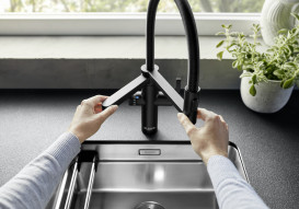 Смеситель для кухни Blanco Evol-S Pro Filter с фильтром и выдвижной лейкой черный матовый 526636