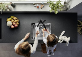 Смеситель для кухни Blanco Evol-S Pro Filter с фильтром и выдвижной лейкой черный матовый 526636