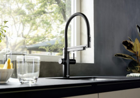 Смеситель для кухни Blanco Evol-S Pro Filter с фильтром и выдвижной лейкой черный матовый 526636