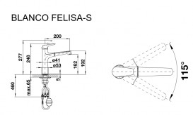 Смеситель для кухни Blanco FELISA-S однорычажный  выдвижной излив  кофе 520345