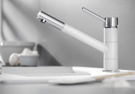 Змішувач для кухні Blanco Kano одноважільний Silgranit хром/м'який білий 526951