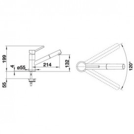Змішувач для кухні Blanco Kano-S одноважільний з висувним виливом хром / чорний 526174