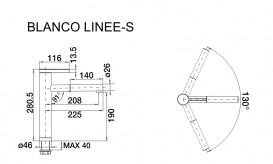 Смеситель для кухни Blanco Linee-S с выдвижной лейкой Silgranit хром/вулканический серый 526956