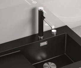 Смеситель для кухни Blanco LINEE-S однорычажный  выдвижной излив  хром  темная скала 518804