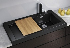 Смеситель для кухни Blanco LINEE-S однорычажный  выдвижной излив  хром  темная скала 518804