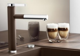 Смеситель для кухни Blanco LINEE-S однорычажный  выдвижной излив  хром  кофе 518445
