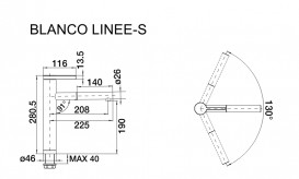 Смеситель для кухни Blanco Linee-S однорычажный Silgranit хром/черный 526171