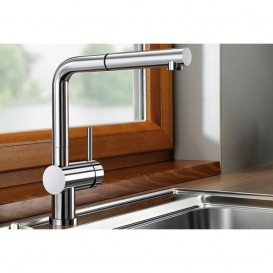 Смеситель для кухни Blanco LINUS-S-F однорычажный  выдвижной излив  нержавеющая сталь 514024