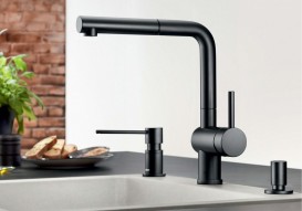 Змішувач для кухні Blanco Linus-S з висувною лійкою чорний матовий 525807