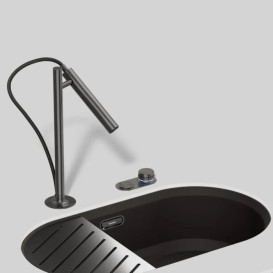 Змішувач для кухні Blanco Luneoo-S з висувним виливом матова темна сталь 527975