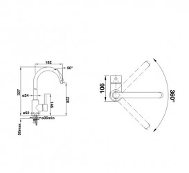 Смеситель для кухни Blanco Mida однорычажный черный 526145