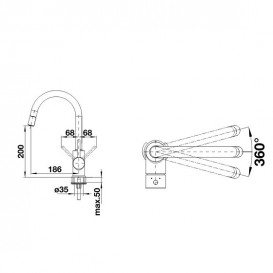 Змішувач для кухні Blanco Mida-S одноважільний з висувним виливом чорний 526146