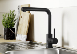 Смеситель для кухни Blanco Mila-S с выдвижной лейкой Silgranit черный матовый 526660