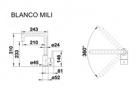 Змішувач для кухні Blanco Mili Silgranit змішувач алюметаллик 523105
