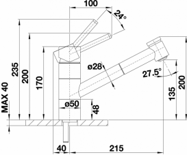 Смеситель для кухни Blanco Tivo-S с вытяжной лейкой хром/черный 526279