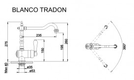 Змішувач для кухні Blanco Tradon одноважільний PVD сатинове золото 526688