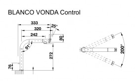 Смеситель для кухни Blanco Vonda Control однорычажный  нержавеющая сталь 518437