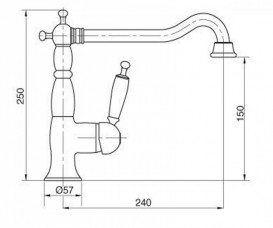 ЗМІШУВАЧ ДЛЯ КУХНІ BUGNATESE OXFORD Одноважільний ретростиль БРОНЗА OXBR6384