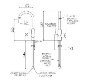 Змішувач для кухні Daniel з виходом для питної води чорний матовий OM679DW15