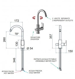 Змішувач для кухні Daniel з виходом для питної води хром TA679DWCR