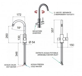 Смеситель для кухни Daniel Suvi с выходом для питьевой воды черный матовый S20679DW15
