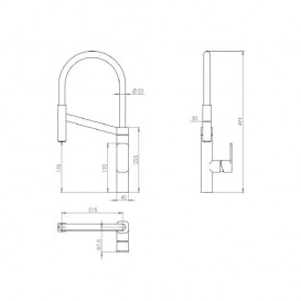 Смеситель для кухни Devit Up однорычажный латунь хром/черный 56120