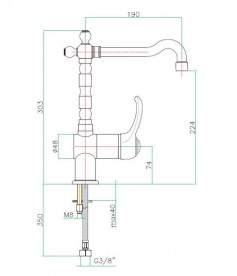 Смеситель для кухни Fiore Jafar Sky однорычажный Swarovski хром 84CR5414