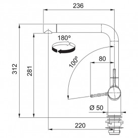 Змішувач для кухні Franke Active L з ламінарним потоком води онікс 115.0653.373
