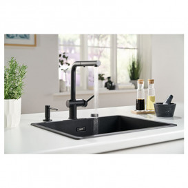 Змішувач для кухні Franke Active L з висувною лійкою та ламінарним потоком онікс 115.0653.384