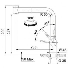 Смеситель для кухни Franke Atlas Neo Pull Out Spray однорычажный с выносным изливом нержавеющая сталь 115.0521.441