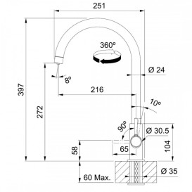 Смеситель для кухни Franke Lina J Clear Water хром 120.0730.806