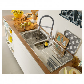 Смеситель для кухни Franke Lina с выдвижной лейкой хром/серый 115.0626.087