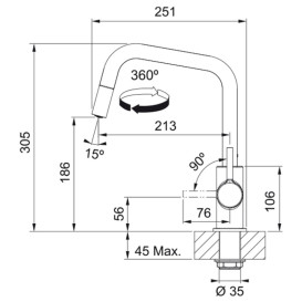 Змішувач для кухні Franke Lina U Pull Down з витяжним виливом чорний матовий 115.0728.477