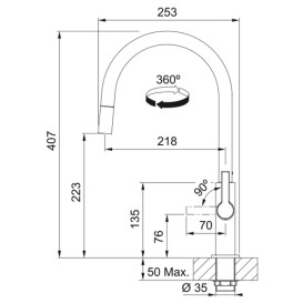 Змішувач для кухні Franke Maris Slim J витяжний вилив хром 115.0728.388