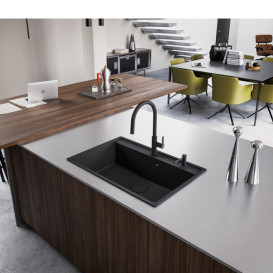 Смеситель для кухни Franke Maris Slim J вытяжной излив черный матовый 115.0728.389