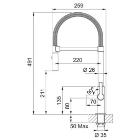 Смеситель для кухни Franke Maris Slim SemiPro вытяжной излив хром 115.0728.395