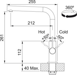 Змішувач для кухні Franke Neptune Evo одноважільний чорний матовий 115.0711.724