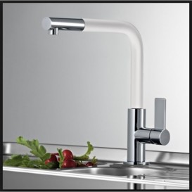 Смеситель для кухни Franke Neptune Evo однорычажный с выносным изливом латунь хром/белый 115.0373.944