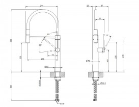 Смеситель для кухни Gessi 316 Flessa с выдвижной лейкой черный металл брашированный 60010#707