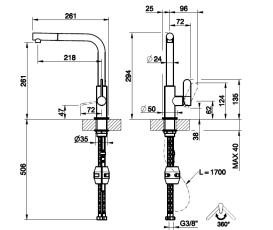 Змішувач для кухні Gessi Acciaio c висувною лійкою нержавіюча сталь полірована 60537#239