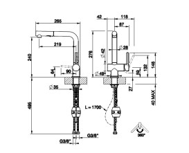 Змішувач для кухні Gessi Acciaio c висувною лійкою нержавіюча сталь полірована 60600#239