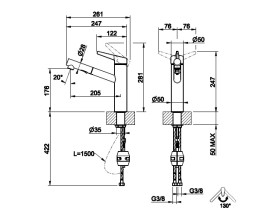 Смеситель для кухни Gessi Acciaio c выдвижной лейкой нержавеющая сталь полированная 60636#239