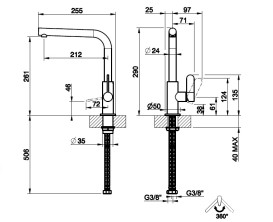 Смеситель для кухни Gessi Acciaio однорычажный нержавеющая сталь полированная 60538#239